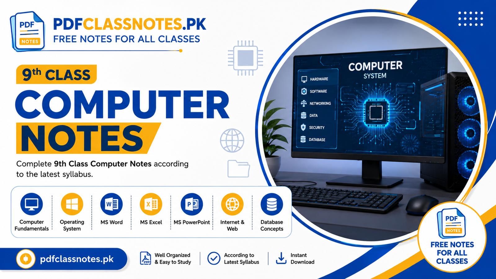 Image showing Class 9th Computer New Notes 2025–26 – Complete Chapter-Wise PDF Notes