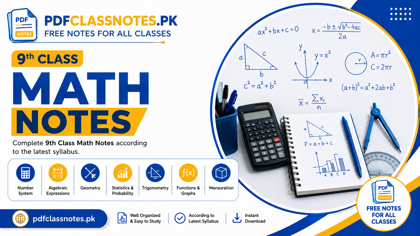 Image showing Class 9 Math Notes PDF – New Syllabus 2025–26 