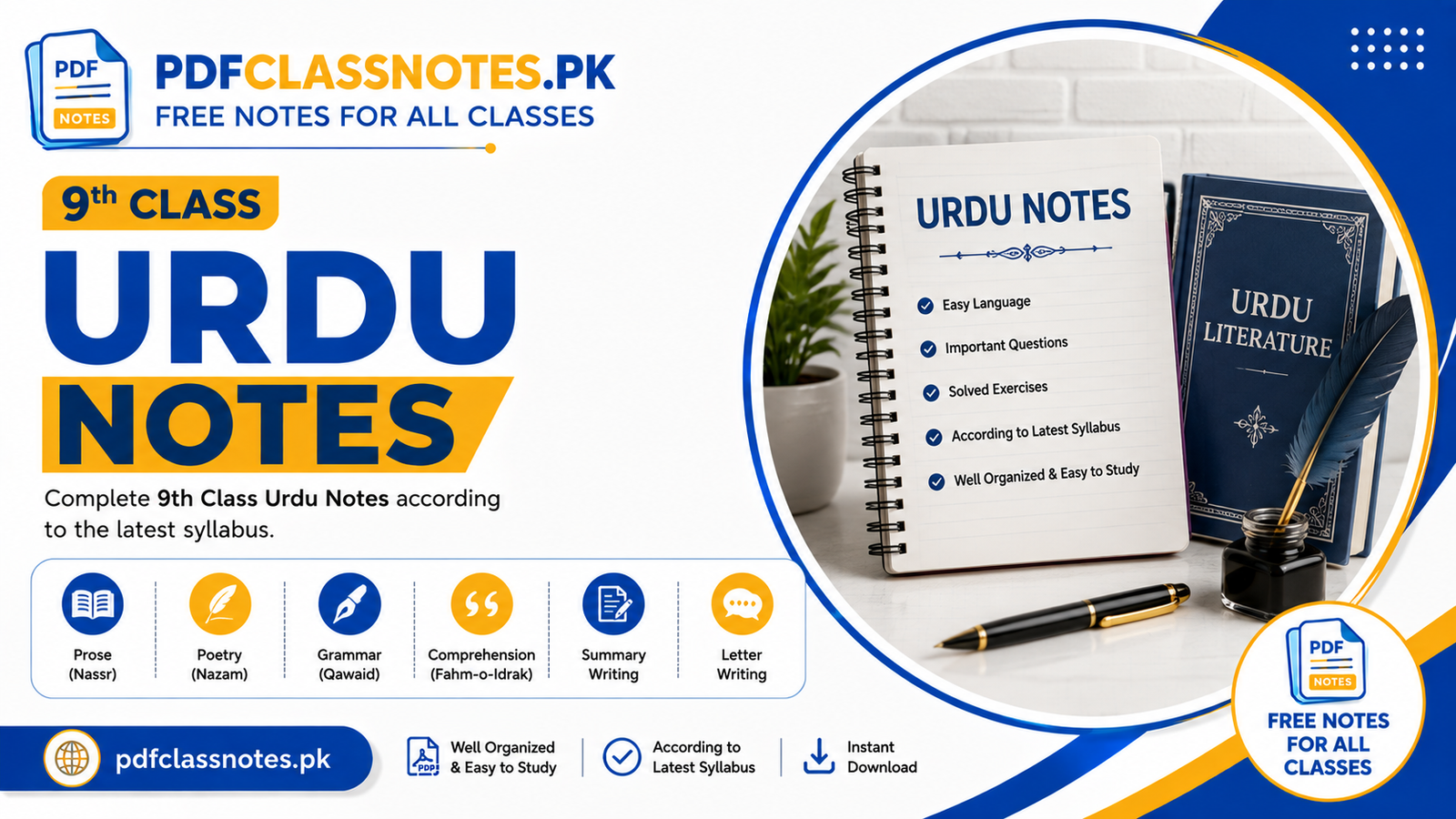 Image showing Class 9 Urdu Notes & Solved Exercises – Punjab Boards